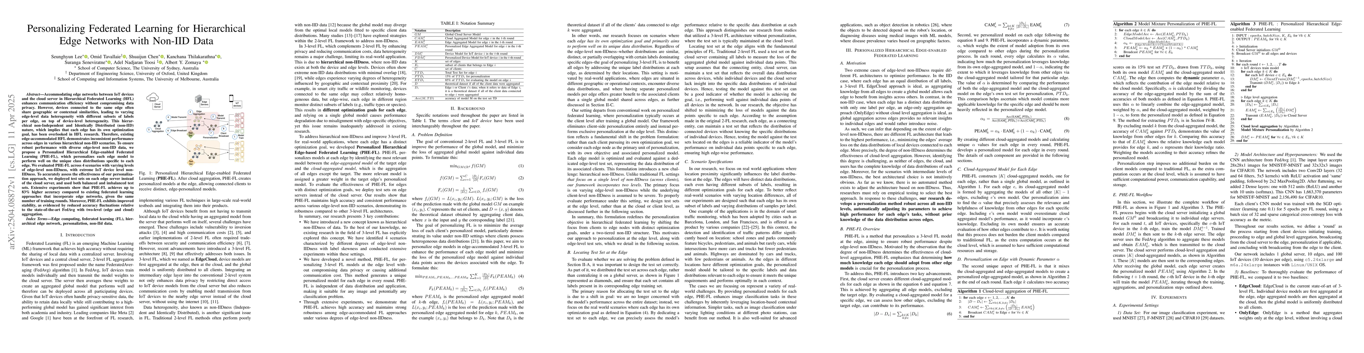 Thumbnail for Personalizing Federated Learning for Hierarchical Edge Networks with
  Non-IID Data