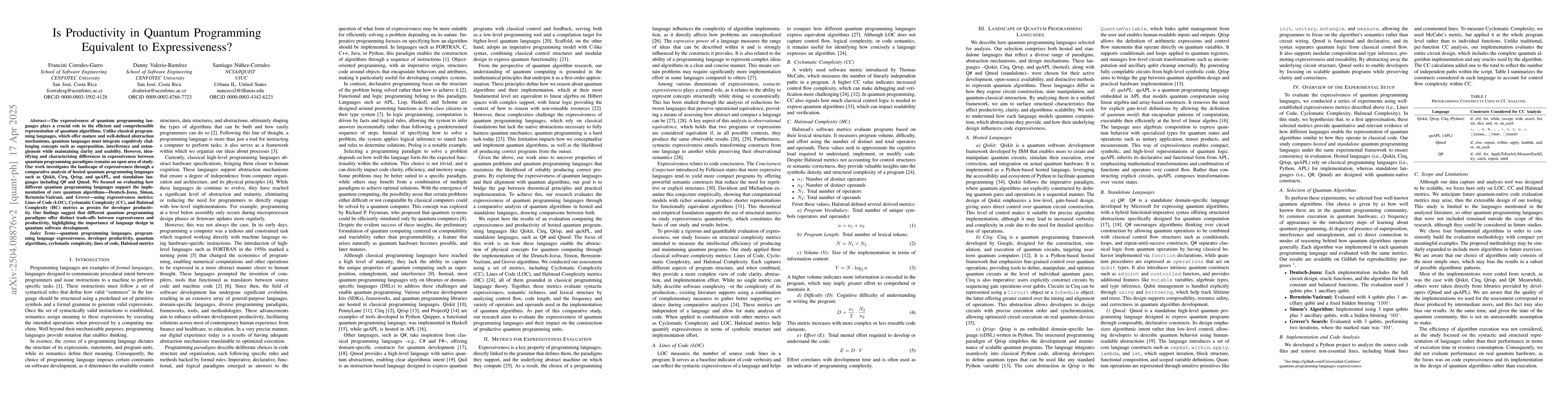 Thumbnail for Is Productivity in Quantum Programming Equivalent to Expressiveness?