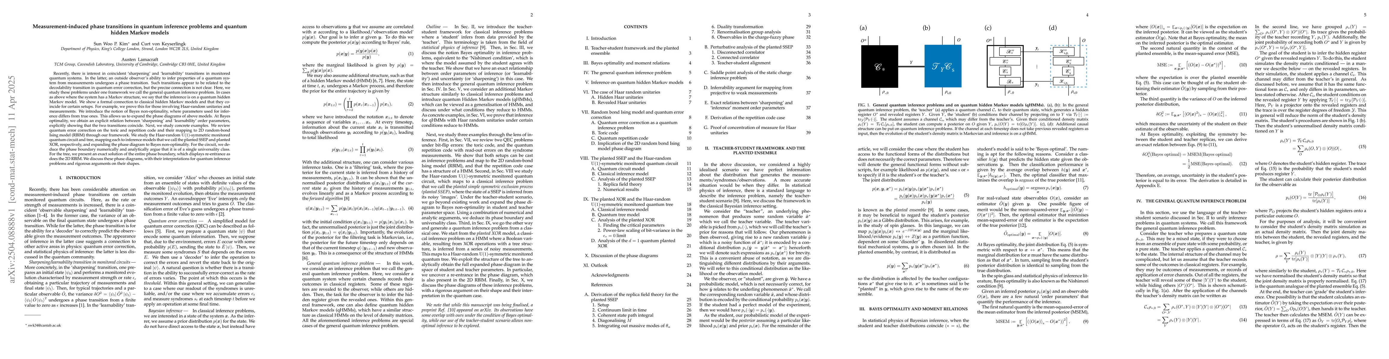 Thumbnail for Measurement-induced phase transitions in quantum inference problems and
  quantum hidden Markov models