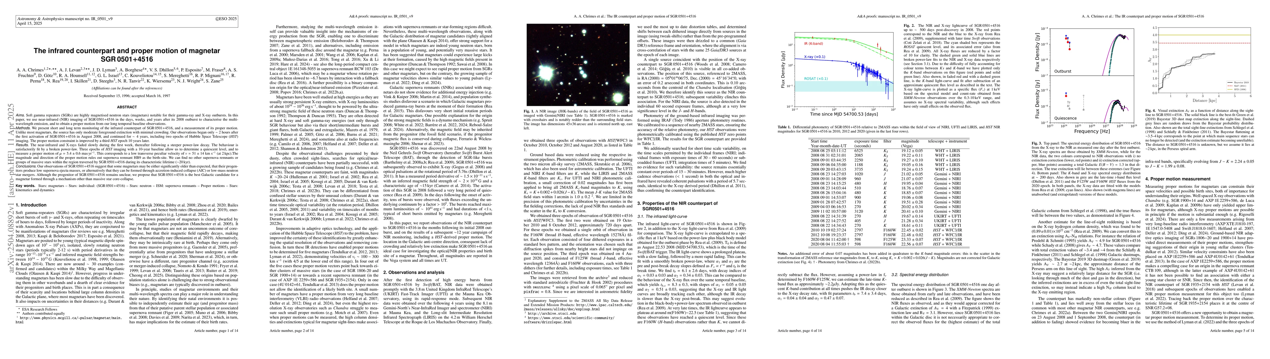 Thumbnail for The infrared counterpart and proper motion of magnetar SGR0501+4516