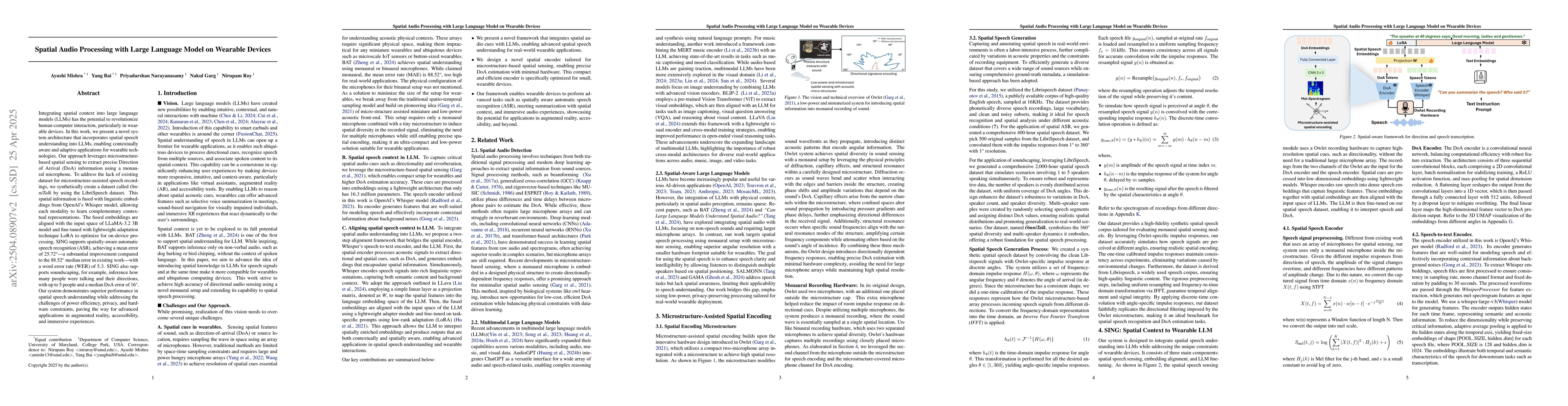 Thumbnail for Spatial Audio Processing with Large Language Model on Wearable Devices
