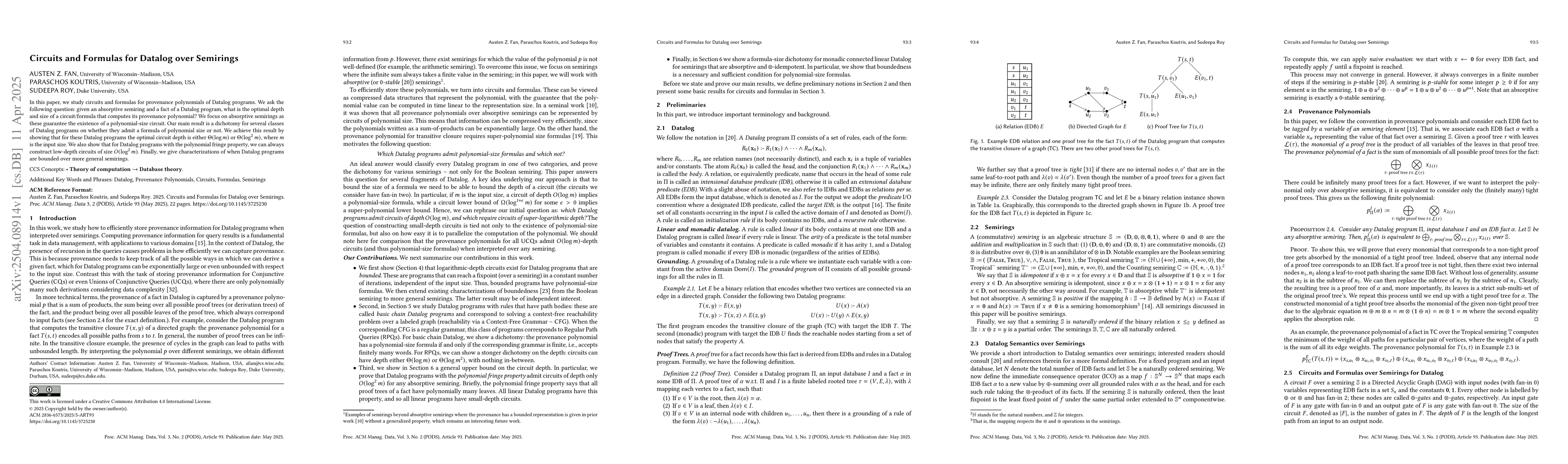 Thumbnail for Circuits and Formulas for Datalog over Semirings