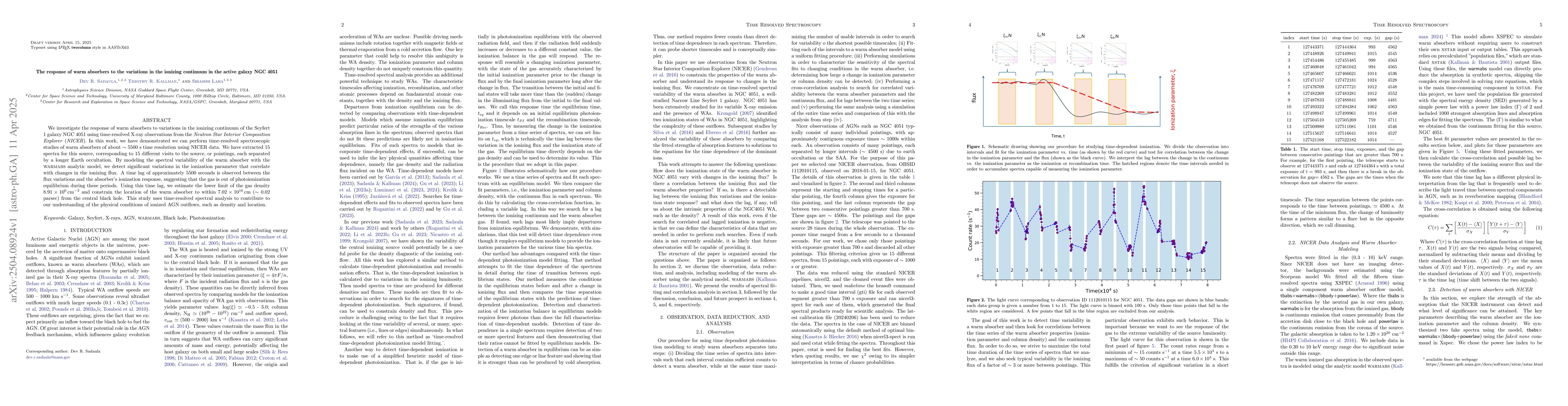 Thumbnail for The response of warm absorbers to the variations in the ionizing
  continuum in the active galaxy NGC4051