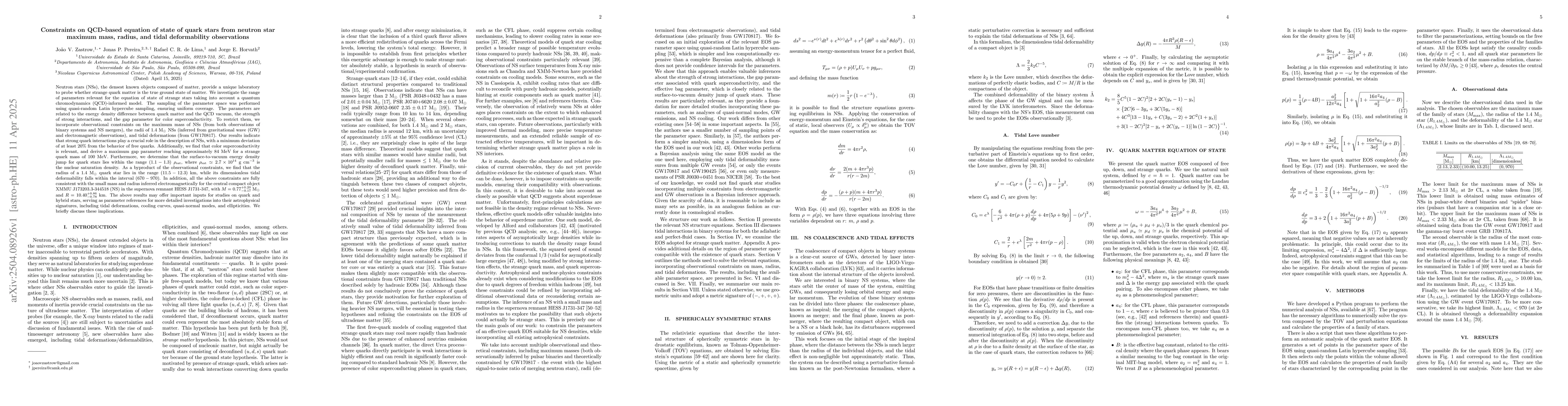 Thumbnail for Constraints on QCD-based equation of state of quark stars from neutron
  star maximum mass, radius, and tidal deformability observations