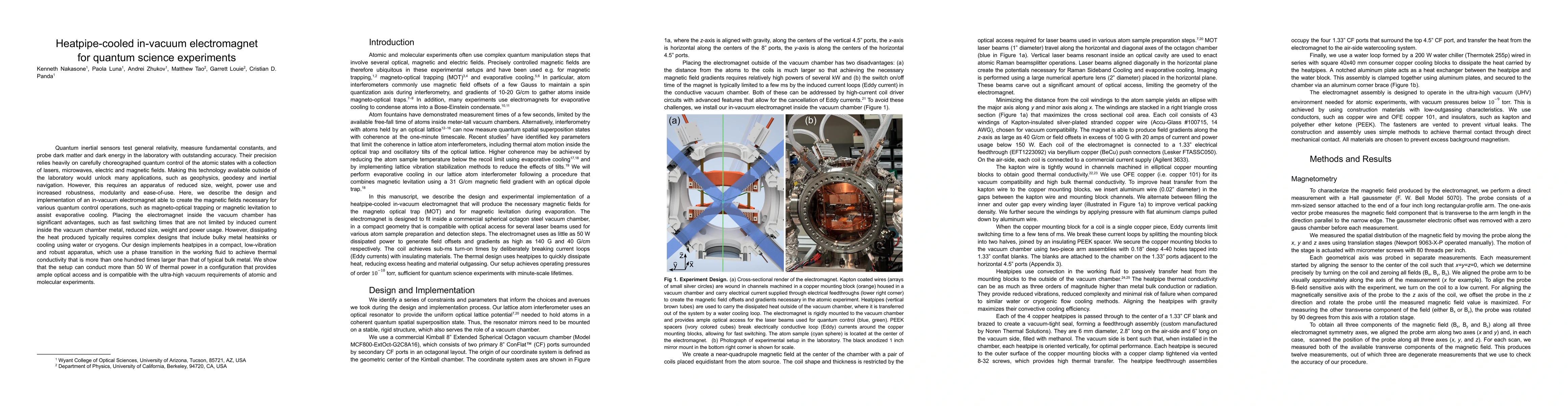 Thumbnail for Heatpipe-cooled in-vacuum electromagnet for quantum science experiment