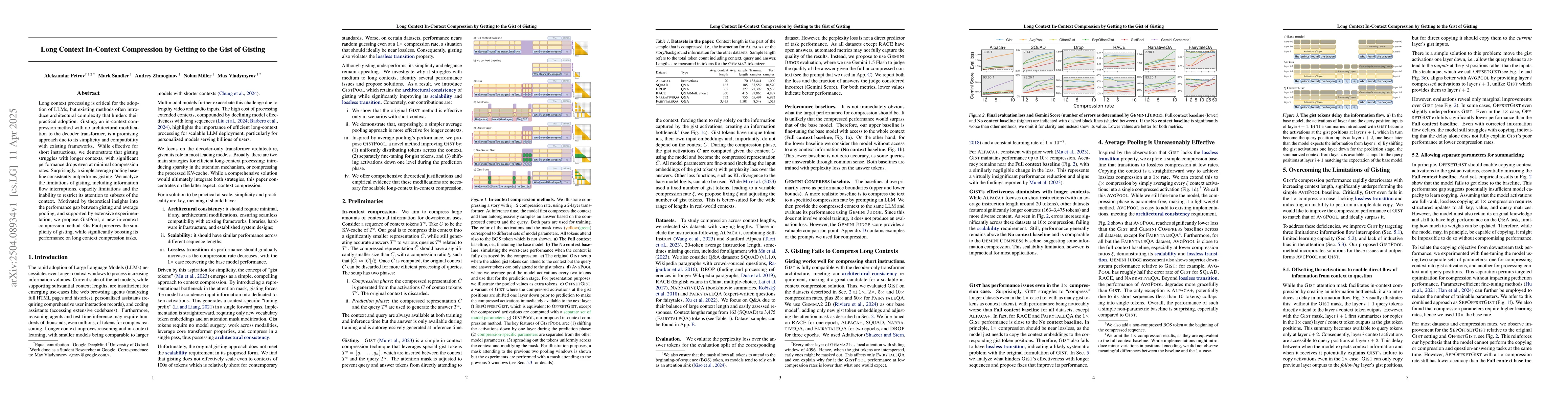Thumbnail for Long Context In-Context Compression by Getting to the Gist of Gisting