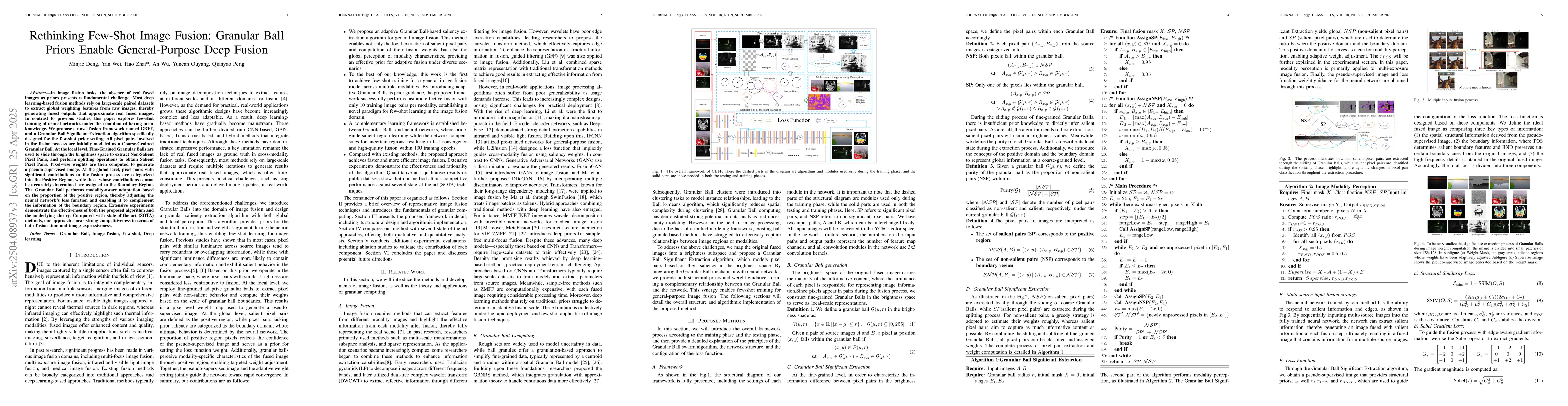 Thumbnail for Rethinking Few-Shot Image Fusion: Granular Ball Priors Enable
  General-Purpose Deep Fusion