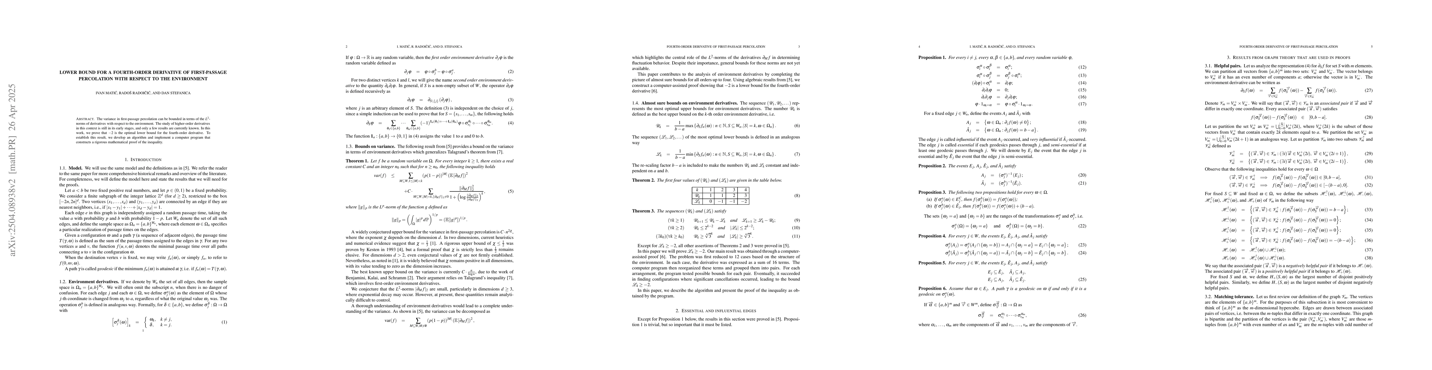 Thumbnail for Lower bound for a fourth-order derivative of first-passage percolation
  with respect to the environment