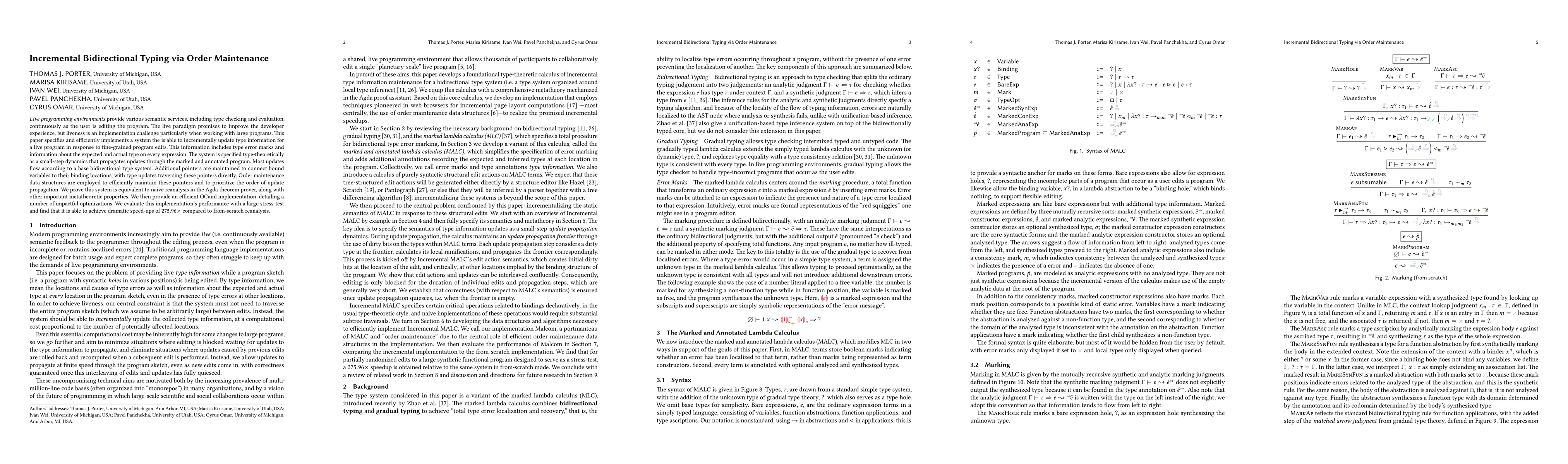 Thumbnail for Incremental Bidirectional Typing via Order Maintenance