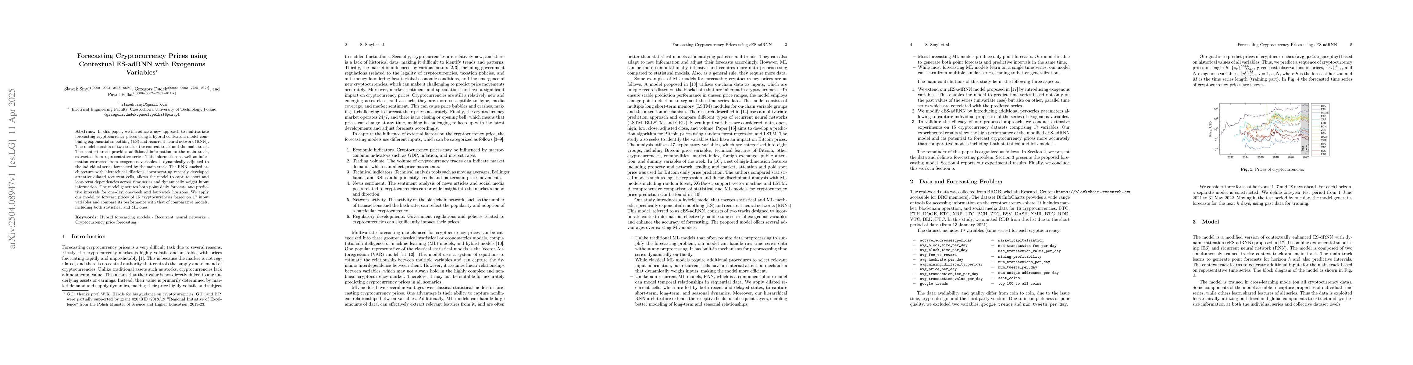 Thumbnail for Forecasting Cryptocurrency Prices using Contextual ES-adRNN with
  Exogenous Variables