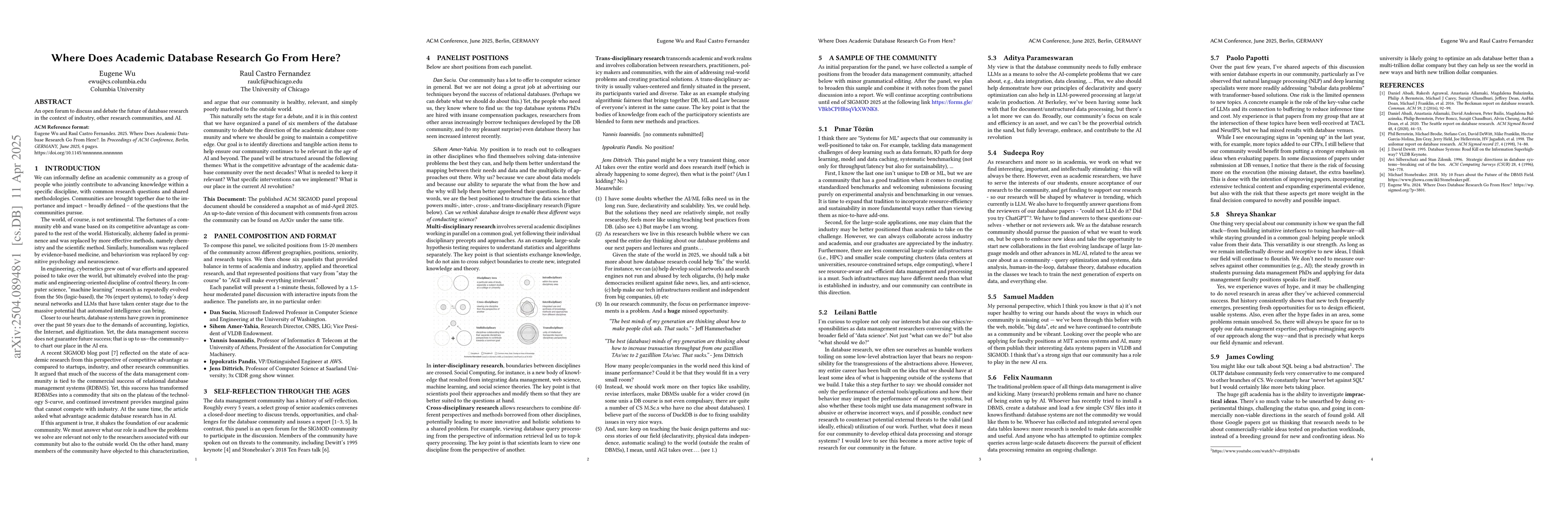 Thumbnail for Where Does Academic Database Research Go From Here?