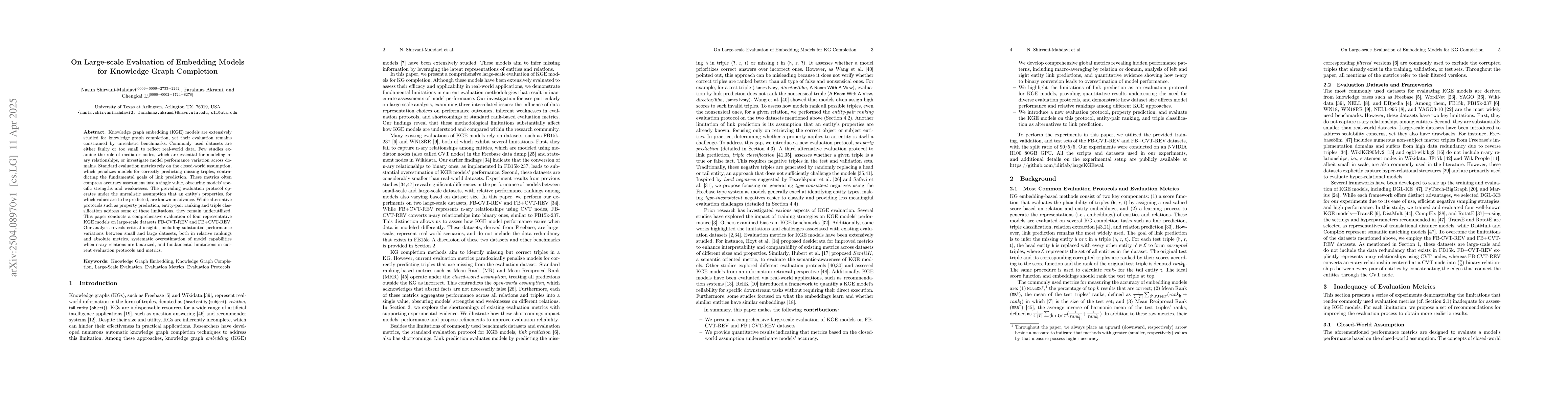 Thumbnail for On Large-scale Evaluation of Embedding Models for Knowledge Graph
  Completion