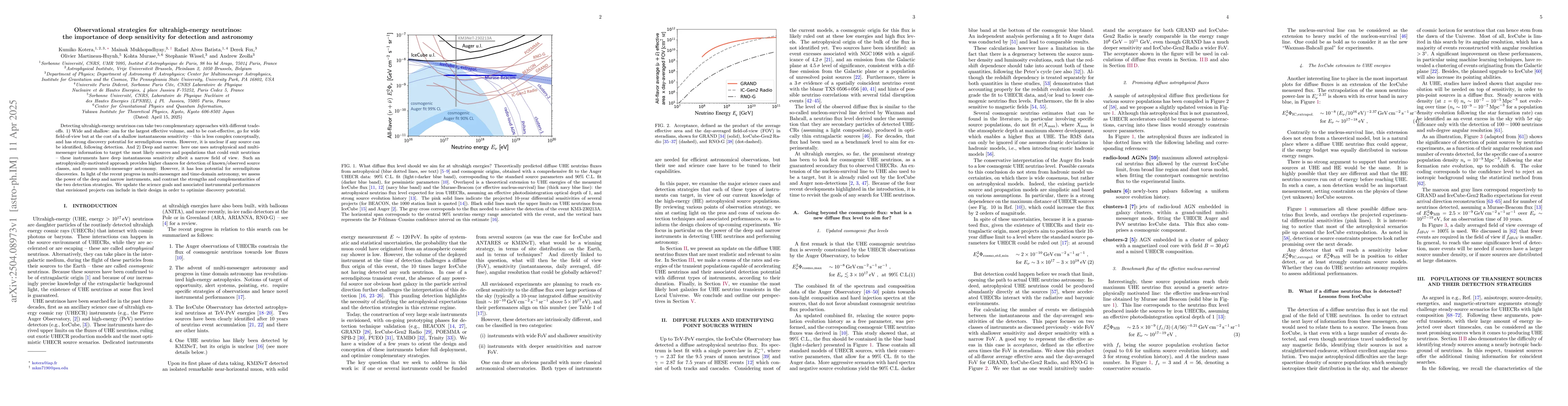Thumbnail for Observational strategies for ultrahigh-energy neutrinos: the importance
  of deep sensitivity for detection and astronomy