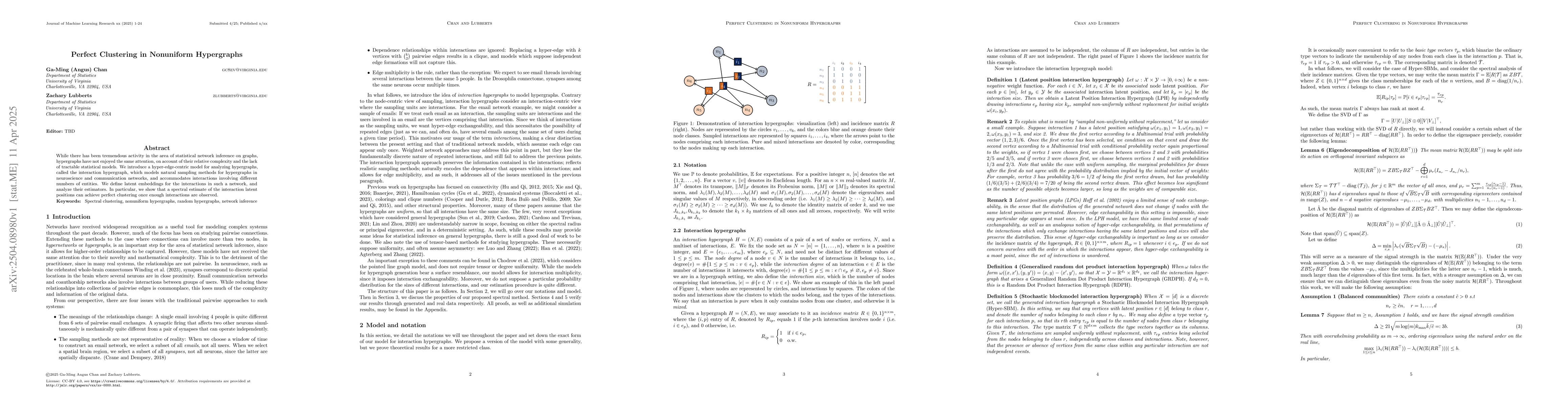 Thumbnail for Perfect Clustering in Nonuniform Hypergraphs
