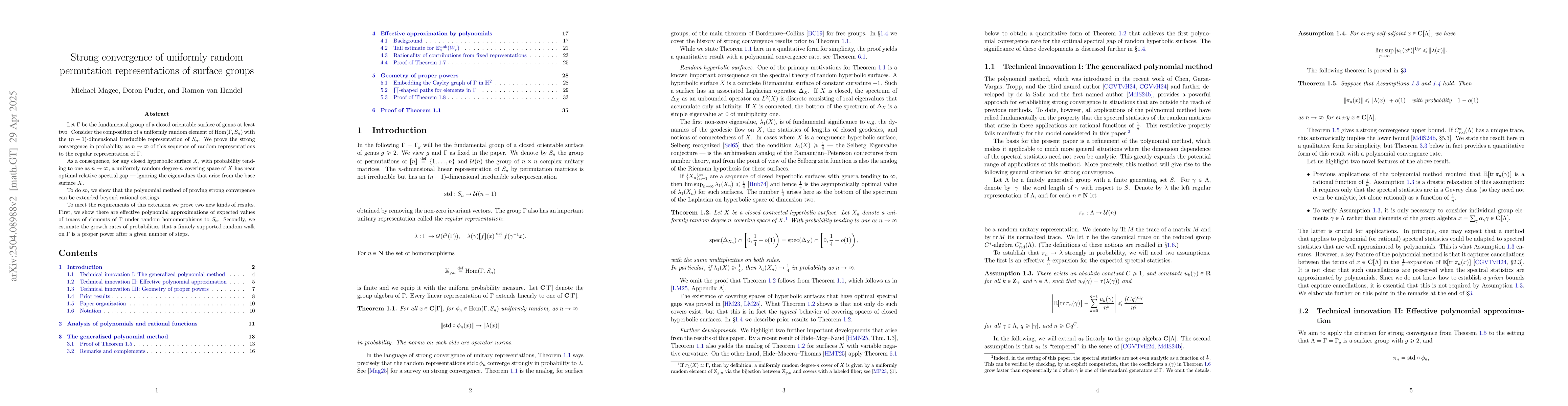 Thumbnail for Strong convergence of uniformly random permutation representations of
  surface groups