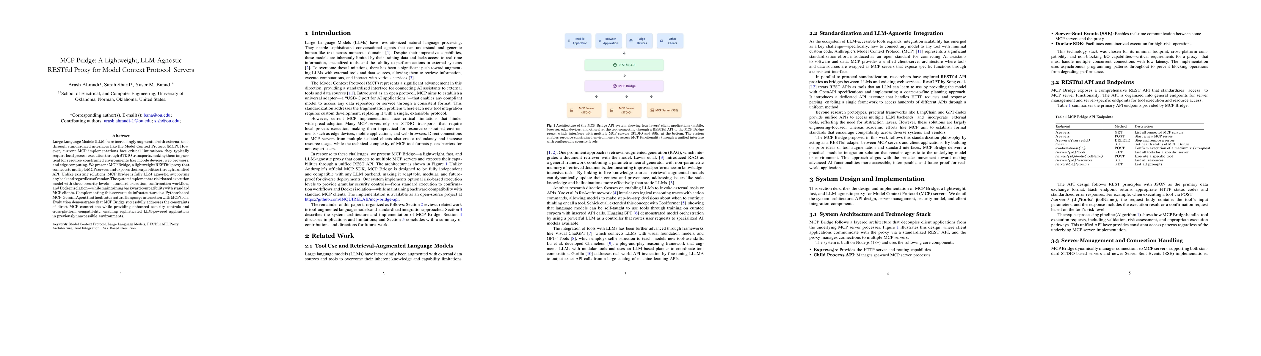 Thumbnail for MCP Bridge: A Lightweight, LLM-Agnostic RESTful Proxy for Model Context
  Protocol Servers
