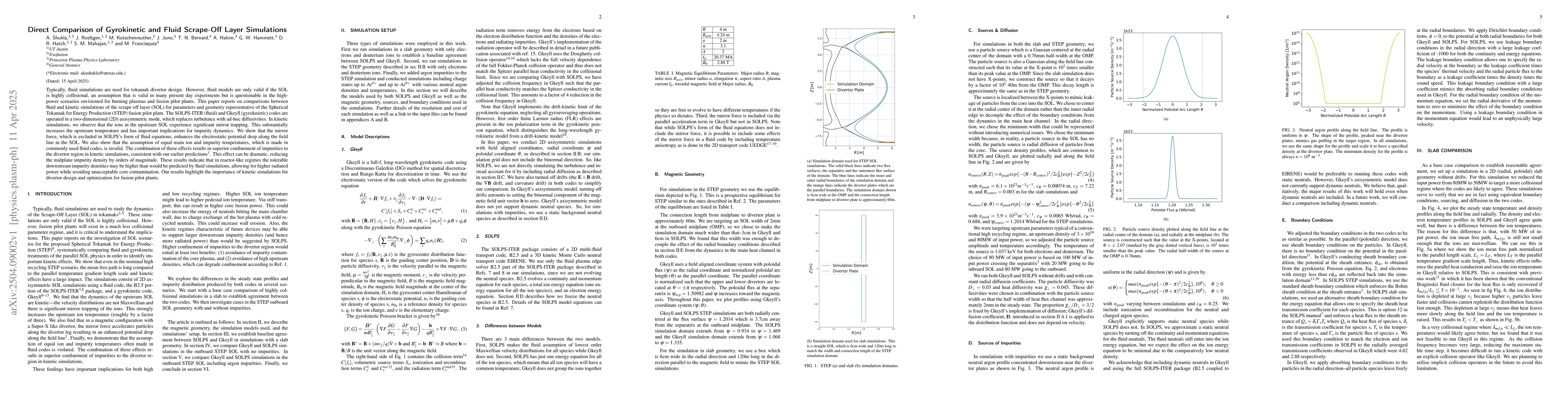 Thumbnail for Direct Comparison of Gyrokinetic and Fluid Scrape-Off Layer Simulations