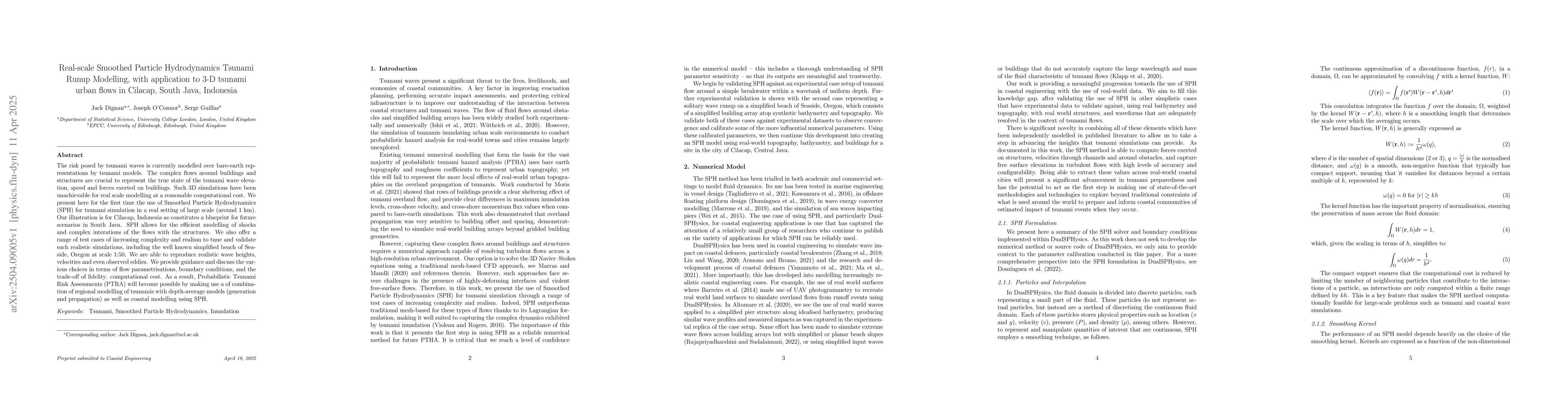 Thumbnail for Real-scale Smoothed Particle Hydrodynamics Tsunami Runup Modelling, with
  application to 3-D tsunami urban flows in Cilacap, South Java, Indonesia