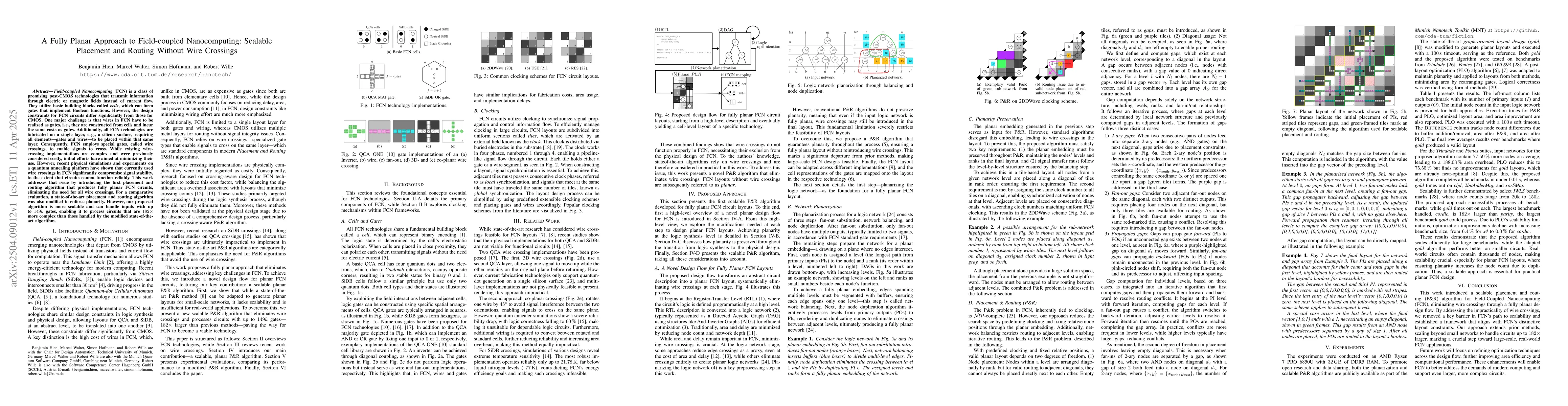 Thumbnail for A Fully Planar Approach to Field-coupled Nanocomputing: Scalable
  Placement and Routing Without Wire Crossings