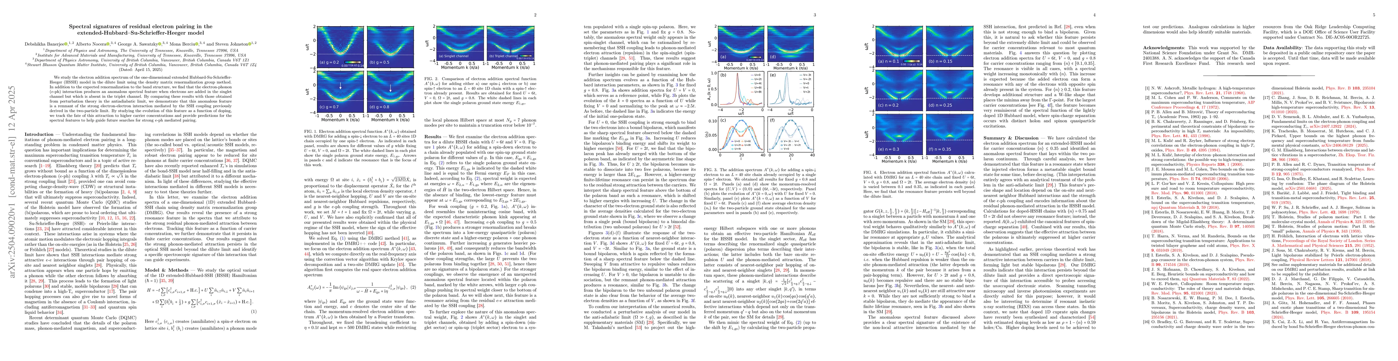 Thumbnail for Spectral signatures of residual electron pairing in the
  extended-Hubbard-Su-Schrieffer-Heeger model