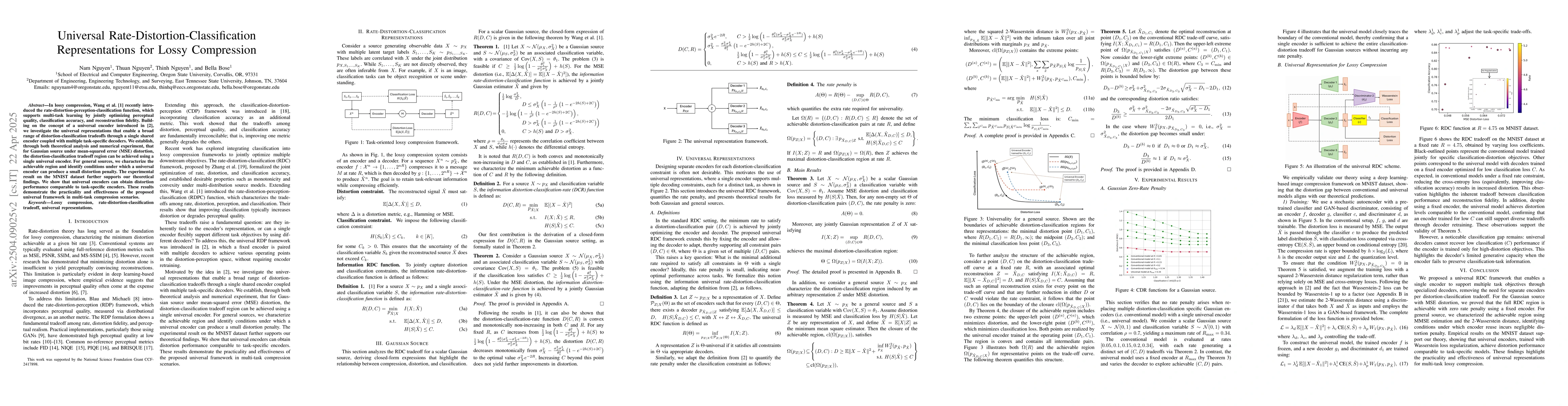 Thumbnail for Universal Rate-Distortion-Classification Representations for Lossy
  Compression