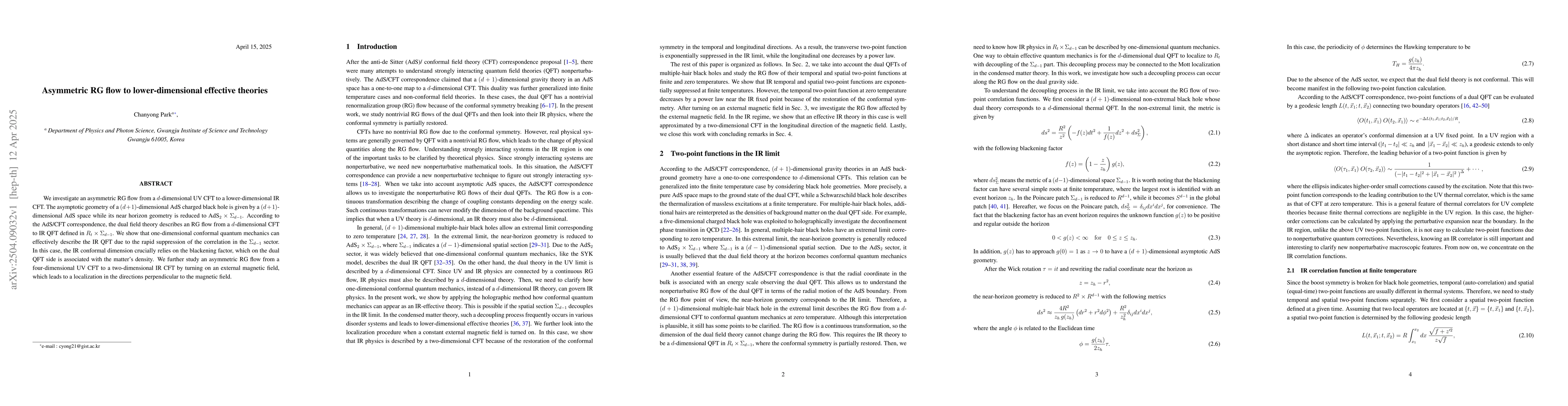 Thumbnail for Asymmetric RG flow to lower-dimensional effective theories