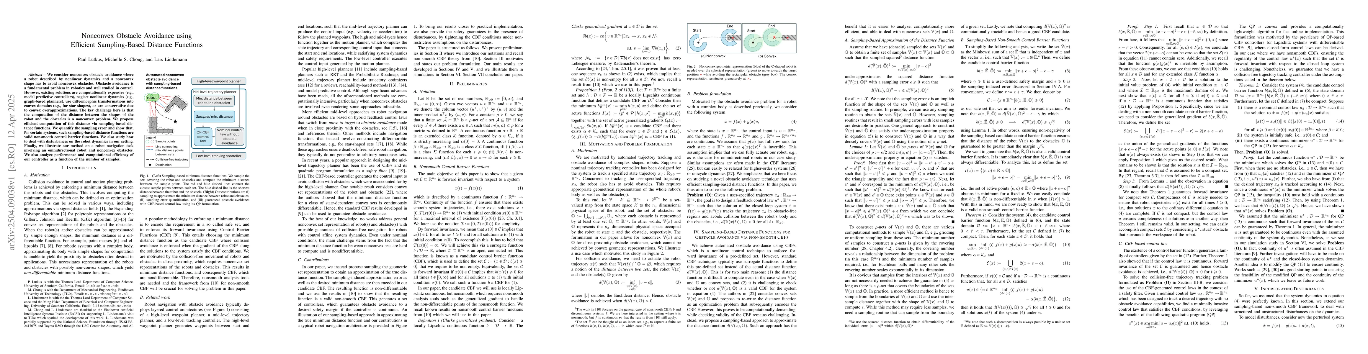 Thumbnail for Nonconvex Obstacle Avoidance using Efficient Sampling-Based Distance
  Functions
