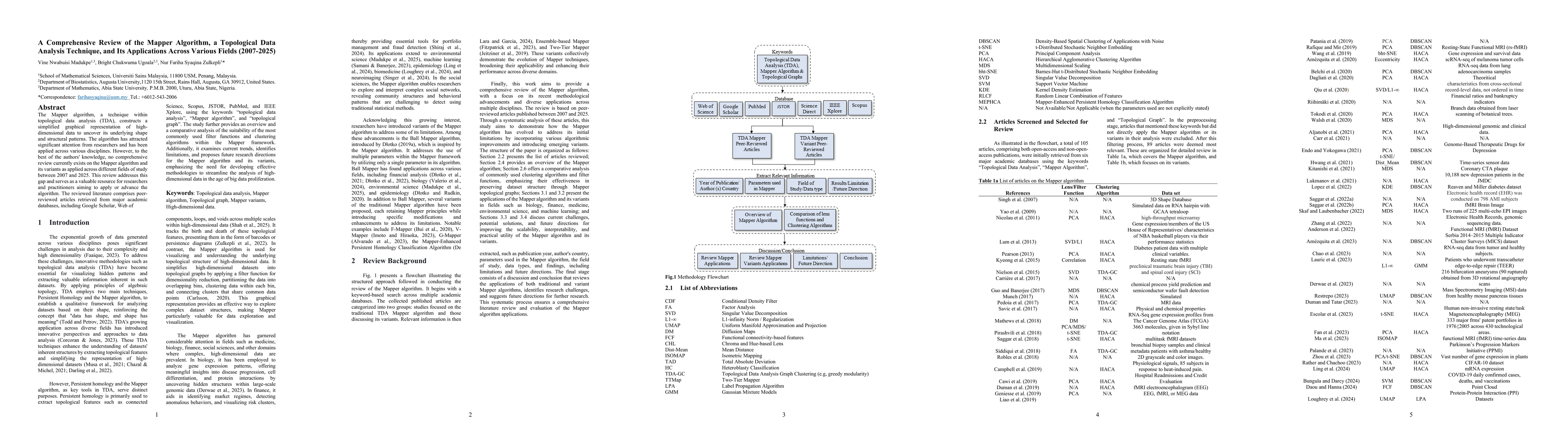 Thumbnail for A Comprehensive Review of the Mapper Algorithm, a Topological Data
  Analysis Technique, and Its Applications Across Various Fields (2007-2025)