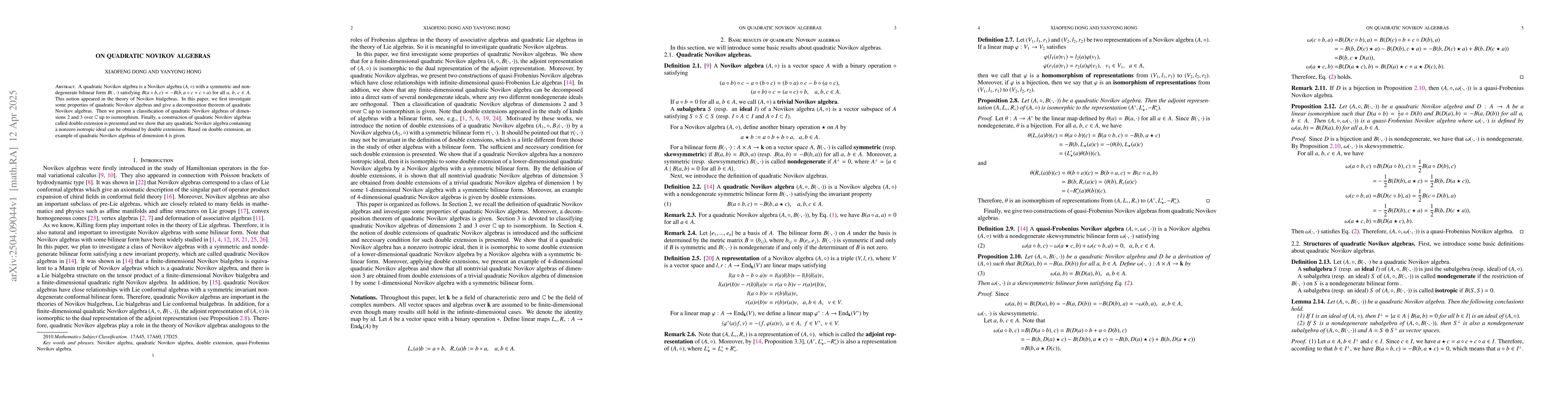 Thumbnail for On quadratic Novikov algebras