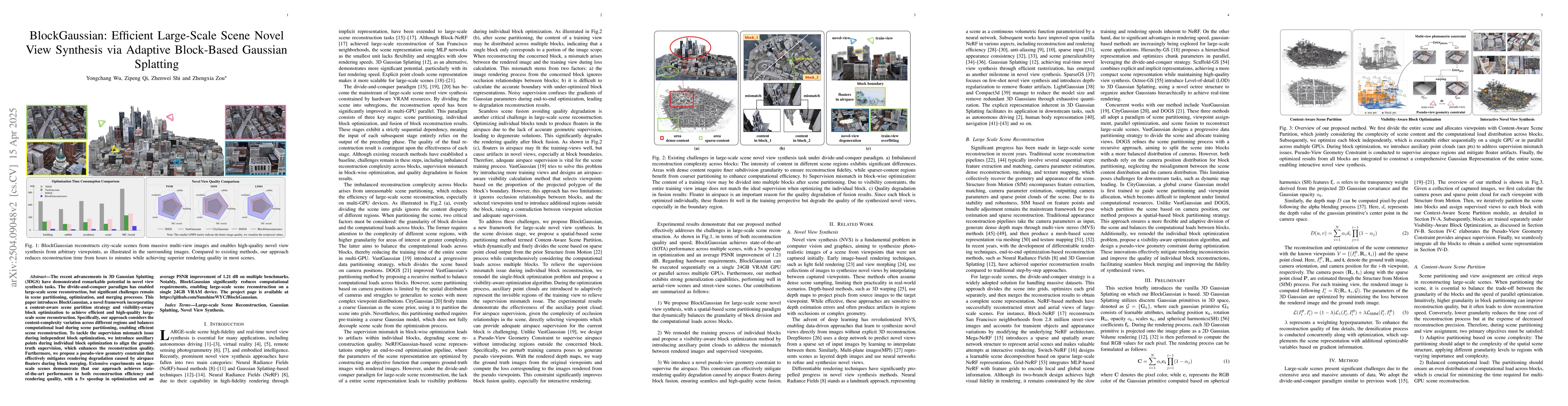 Thumbnail for BlockGaussian: Efficient Large-Scale Scene Novel View Synthesis via
  Adaptive Block-Based Gaussian Splatting