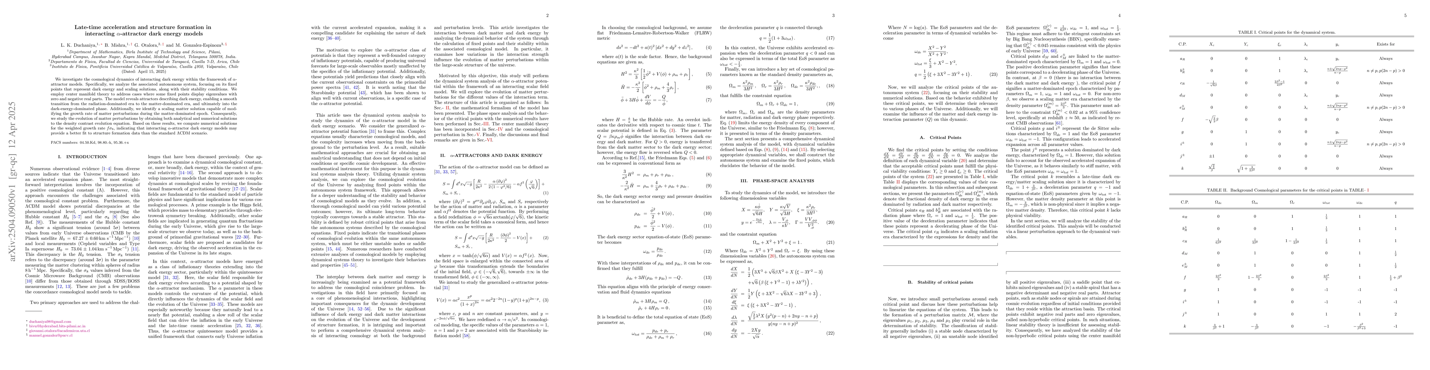 Thumbnail for Late-time acceleration and structure formation in interacting
  $α$-attractor dark energy models