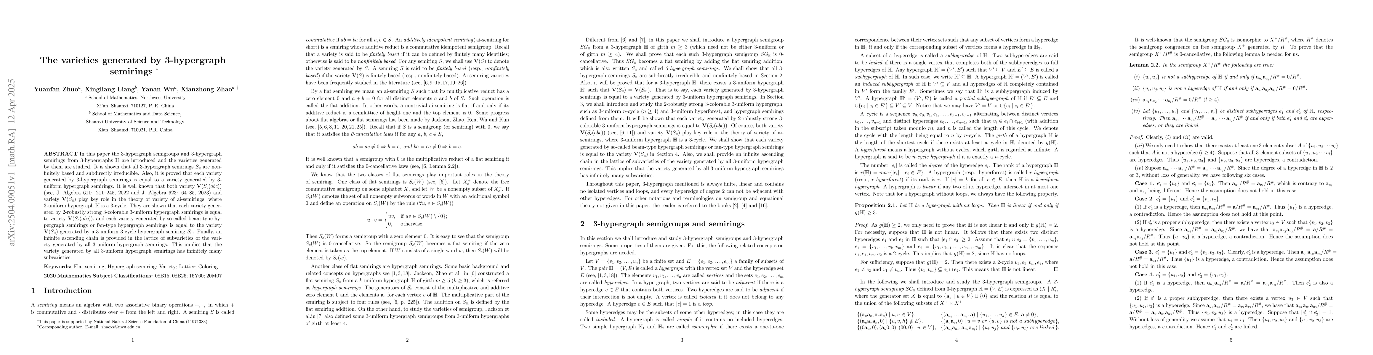 Thumbnail for The varieties generated by 3-hypergraph semirings