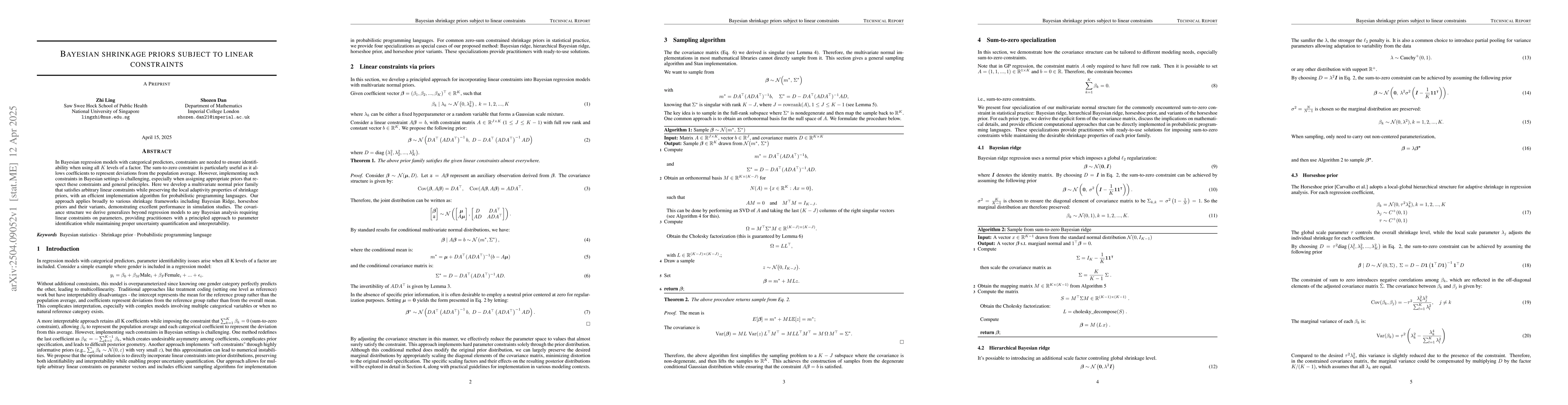 Thumbnail for Bayesian shrinkage priors subject to linear constraints