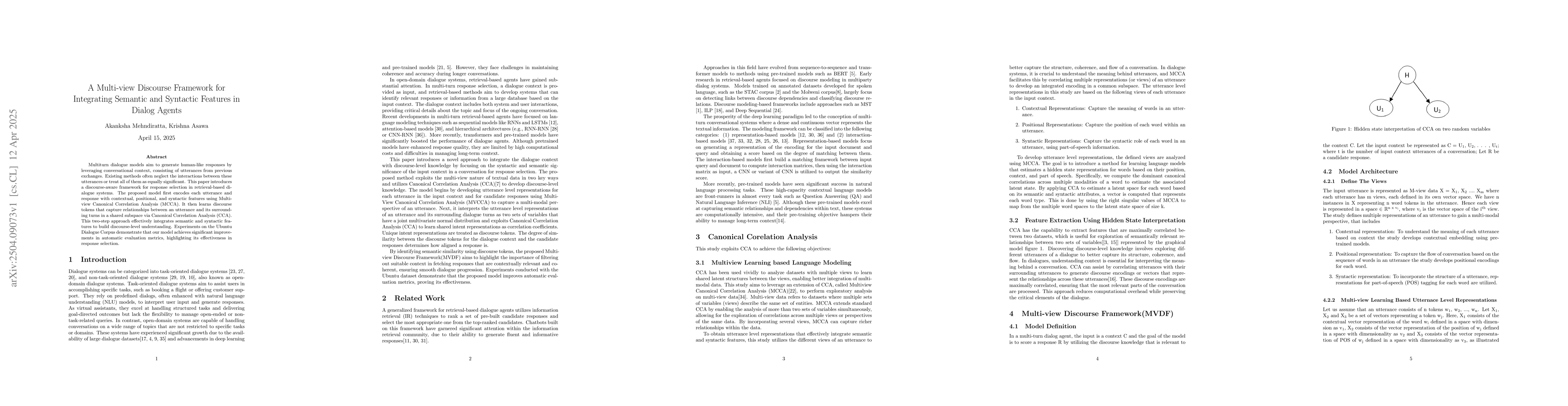 Thumbnail for A Multi-view Discourse Framework for Integrating Semantic and Syntactic
  Features in Dialog Agents