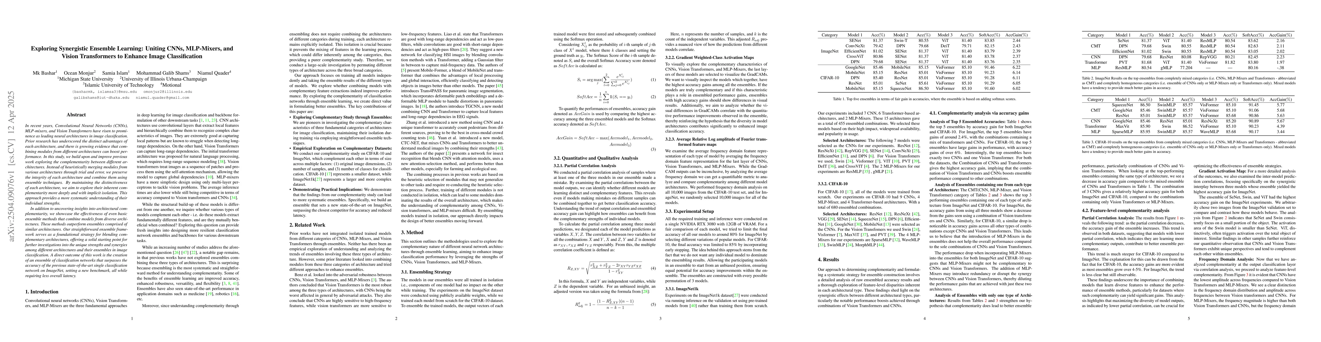 Thumbnail for Exploring Synergistic Ensemble Learning: Uniting CNNs, MLP-Mixers, and
  Vision Transformers to Enhance Image Classification