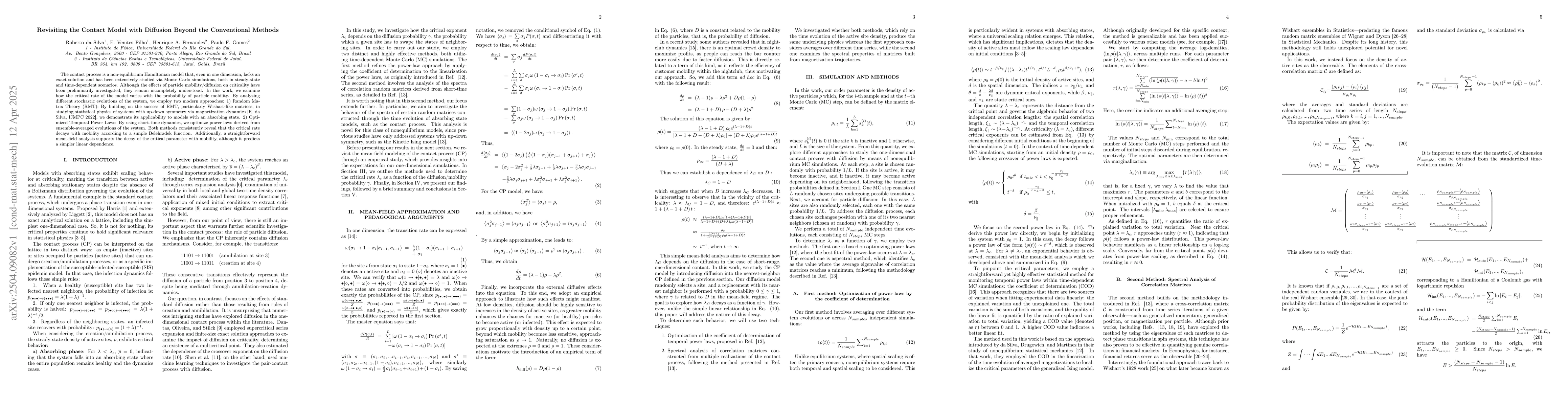 Thumbnail for Revisiting the Contact Model with Diffusion Beyond the Conventional
  Methods