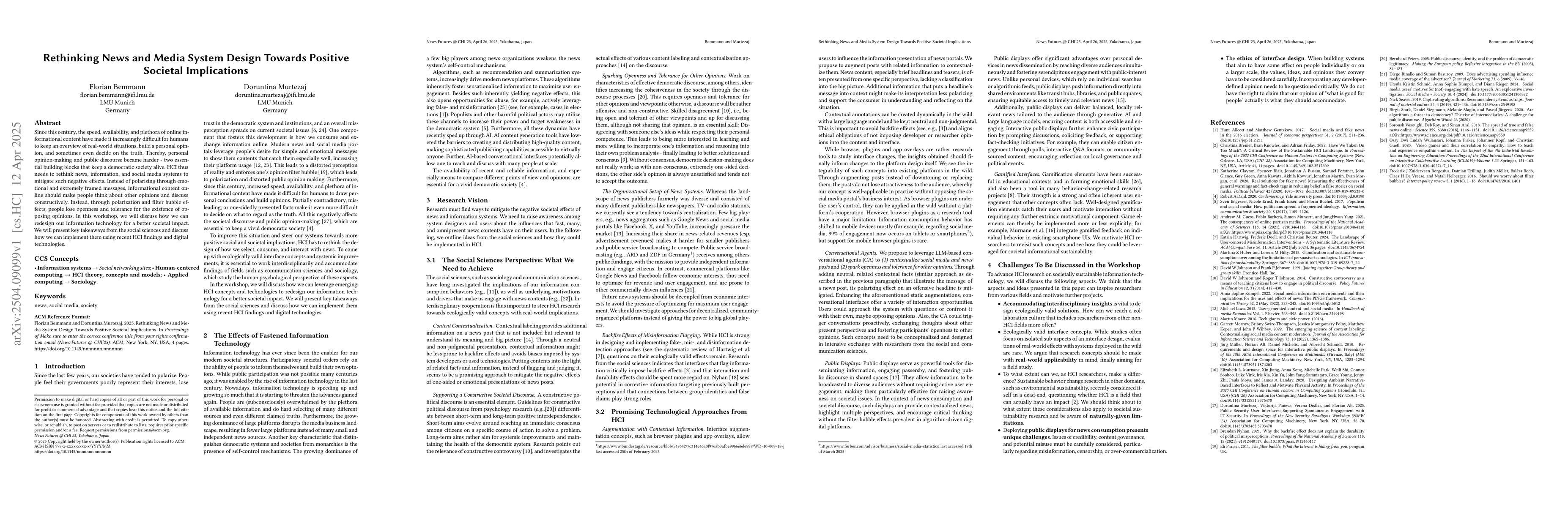 Thumbnail for Rethinking News and Media System Design Towards Positive Societal
  Implications