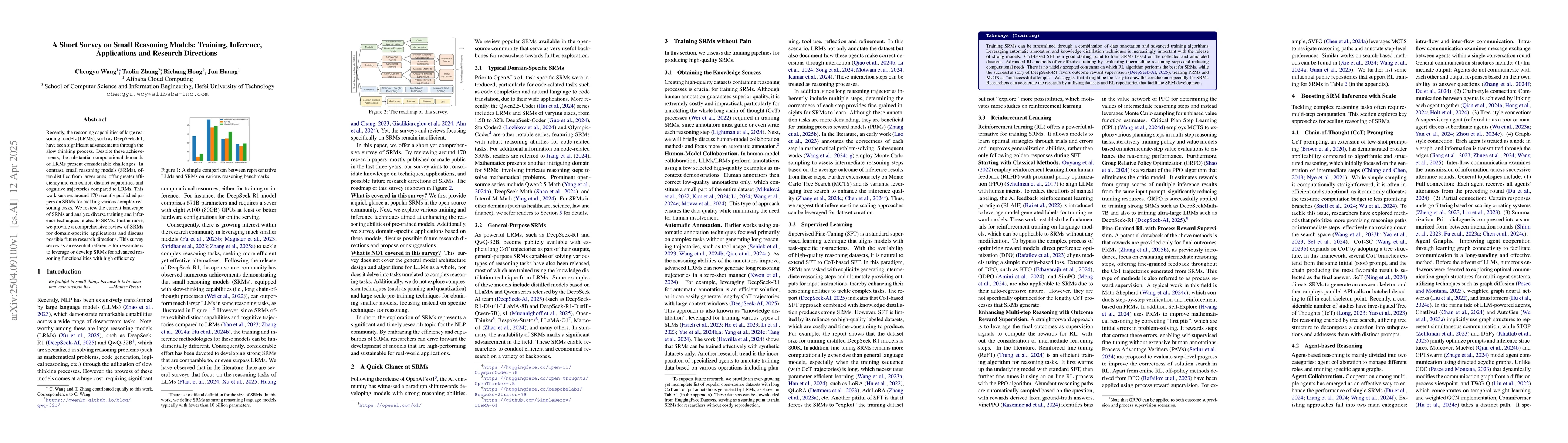 Thumbnail for A Short Survey on Small Reasoning Models: Training, Inference,
  Applications and Research Directions