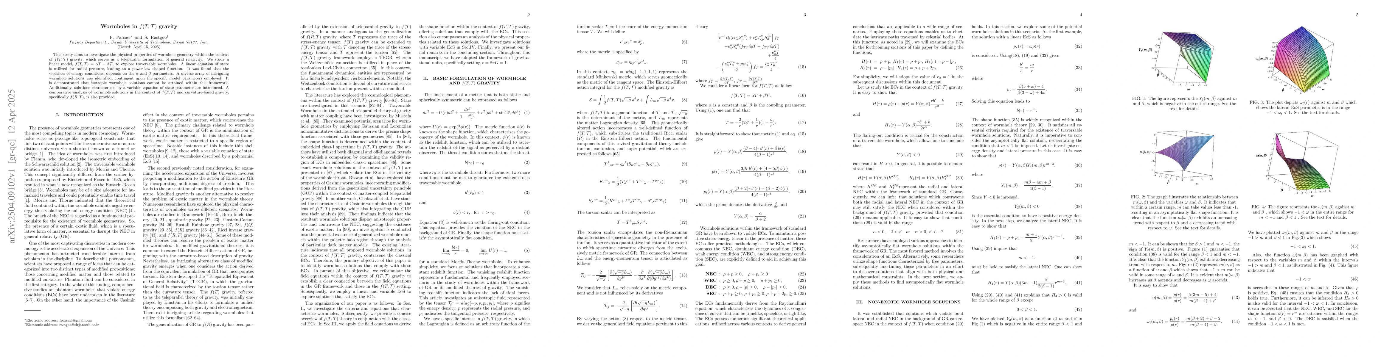 Thumbnail for Wormholes in $f(T,\mathcal{T})$ gravity
