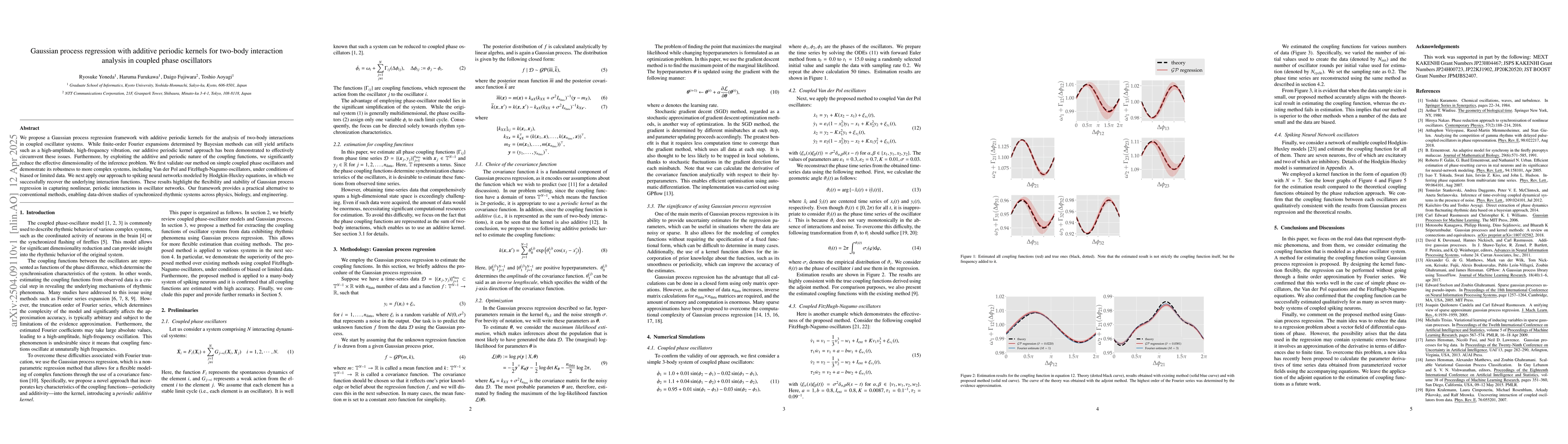 Thumbnail for Gaussian process regression with additive periodic kernels for two-body
  interaction analysis in coupled phase oscillators