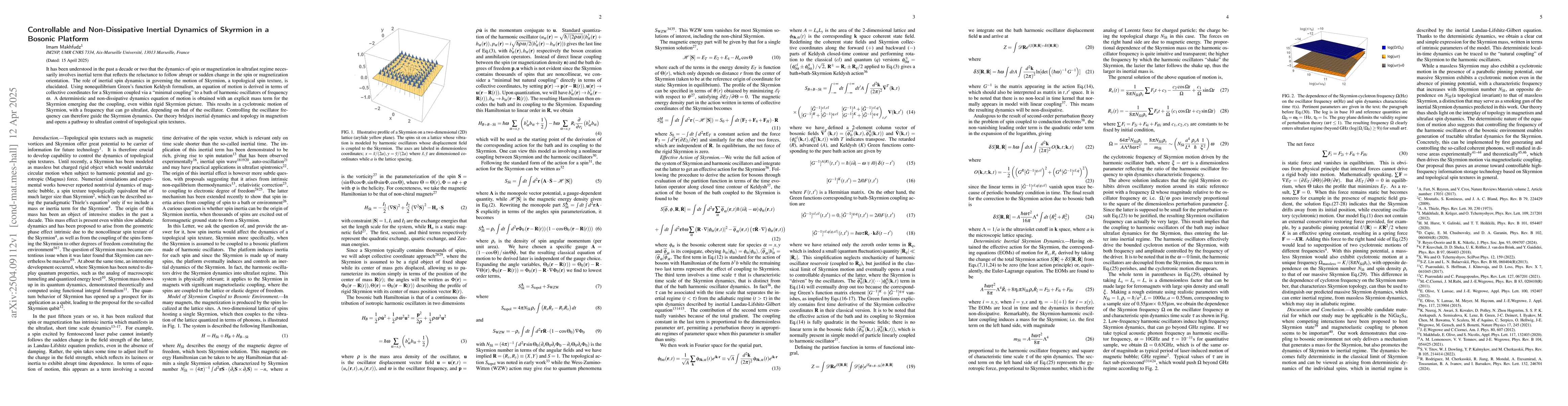 Thumbnail for Controllable and Non-Dissipative Inertial Dynamics of Skyrmion in a
  Bosonic Platform