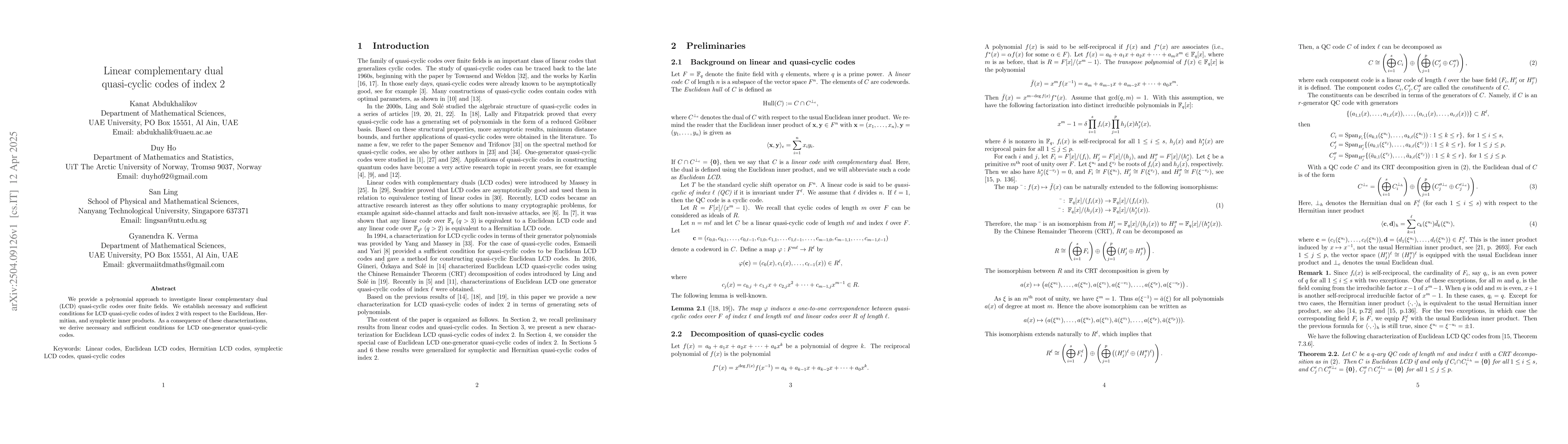 Thumbnail for Linear complementary dual quasi-cyclic codes of index 2