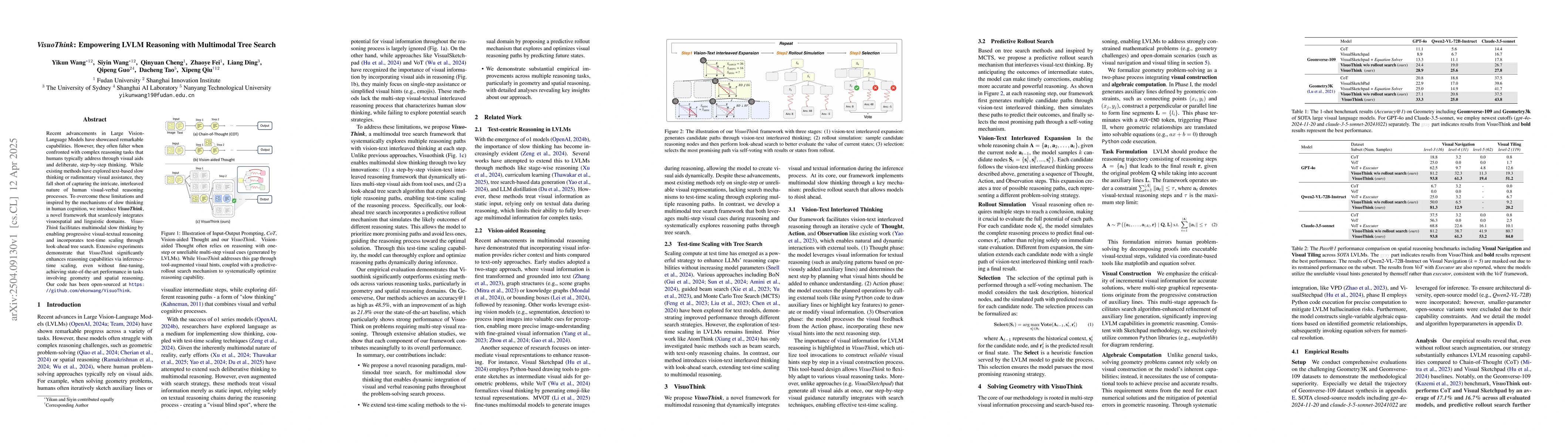 Thumbnail for VisuoThink: Empowering LVLM Reasoning with Multimodal Tree Search