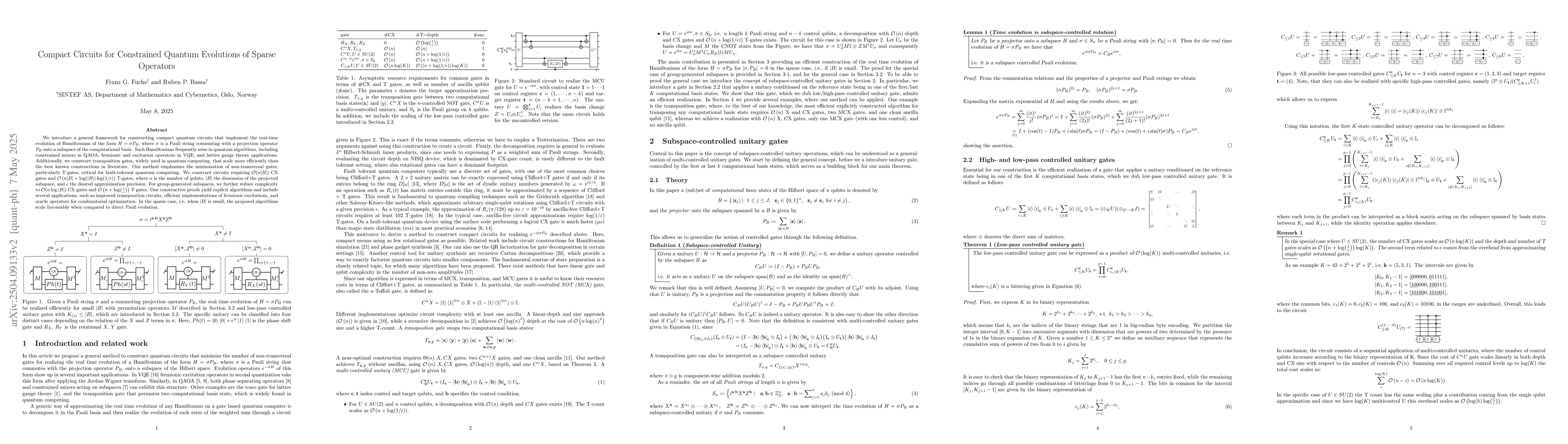 Thumbnail for Compact Circuits for Constrained Quantum Evolutions of Sparse Operators