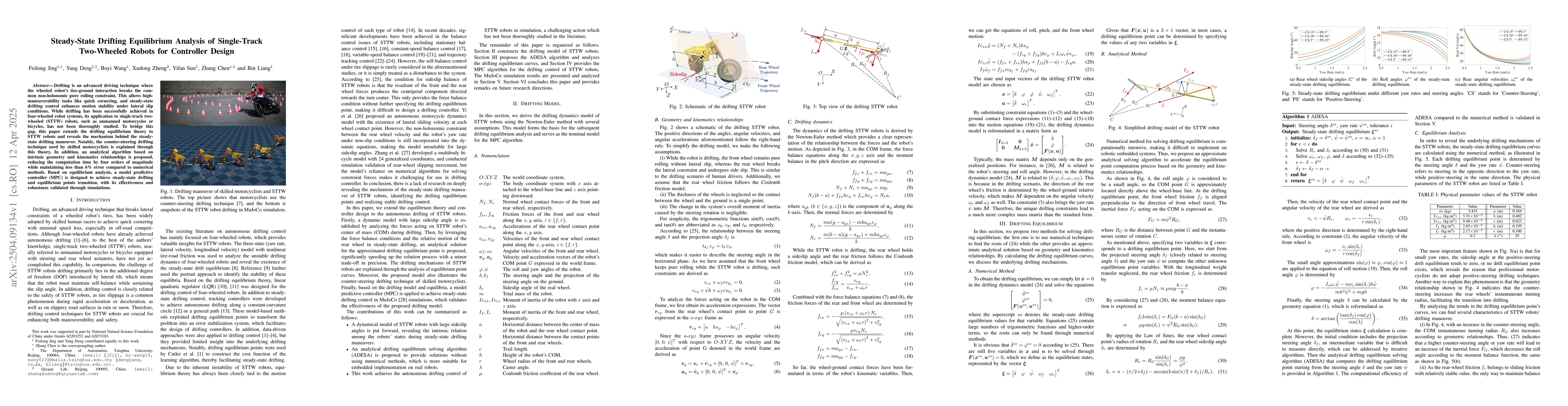 Thumbnail for Steady-State Drifting Equilibrium Analysis of Single-Track Two-Wheeled
  Robots for Controller Design
