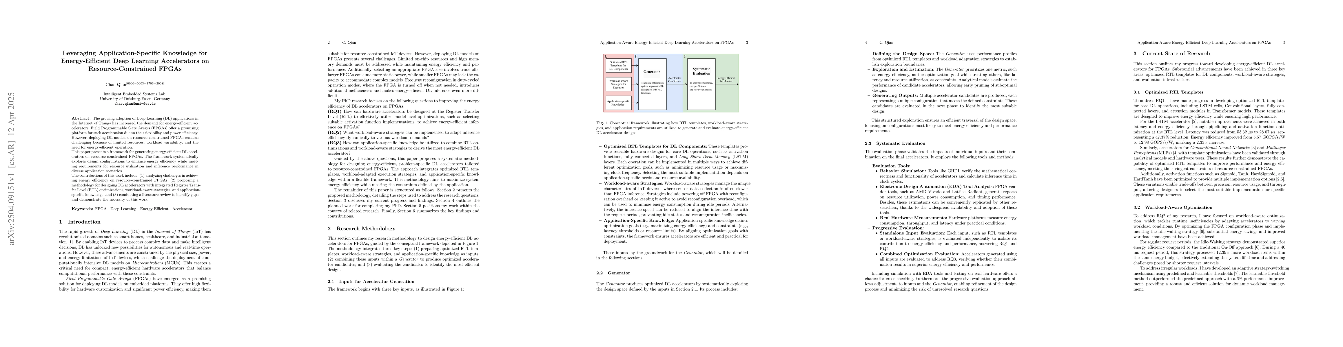 Thumbnail for Leveraging Application-Specific Knowledge for Energy-Efficient Deep
  Learning Accelerators on Resource-Constrained FPGAs