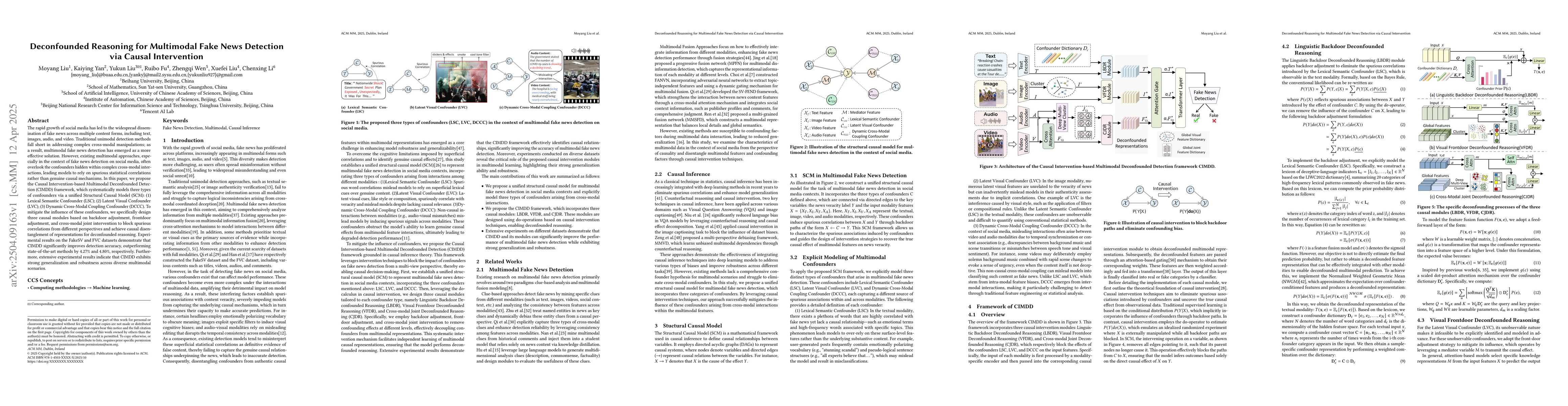 Thumbnail for Deconfounded Reasoning for Multimodal Fake News Detection via Causal
  Intervention