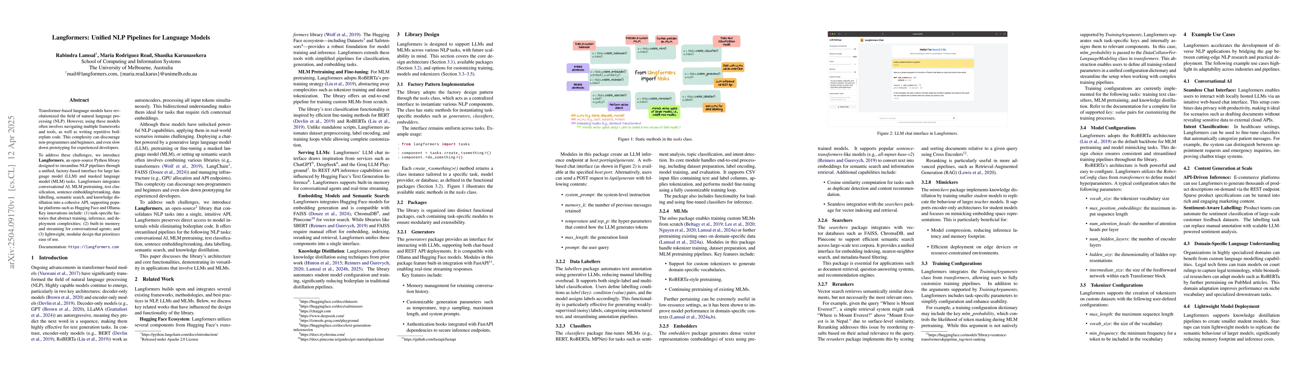 Thumbnail for Langformers: Unified NLP Pipelines for Language Models