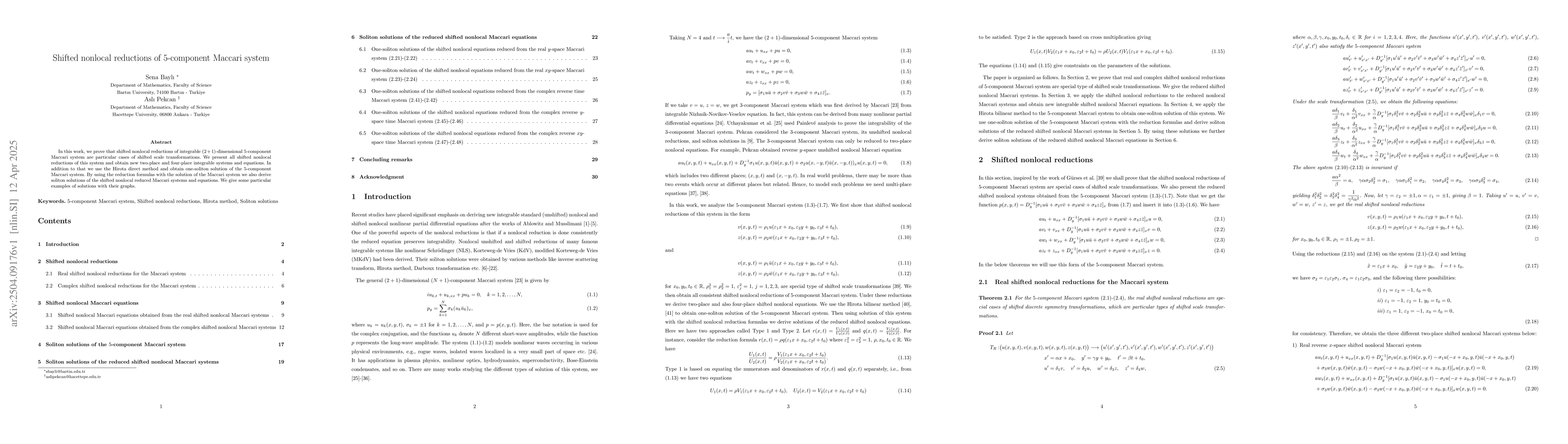Thumbnail for Shifted nonlocal reductions of 5-component Maccari system