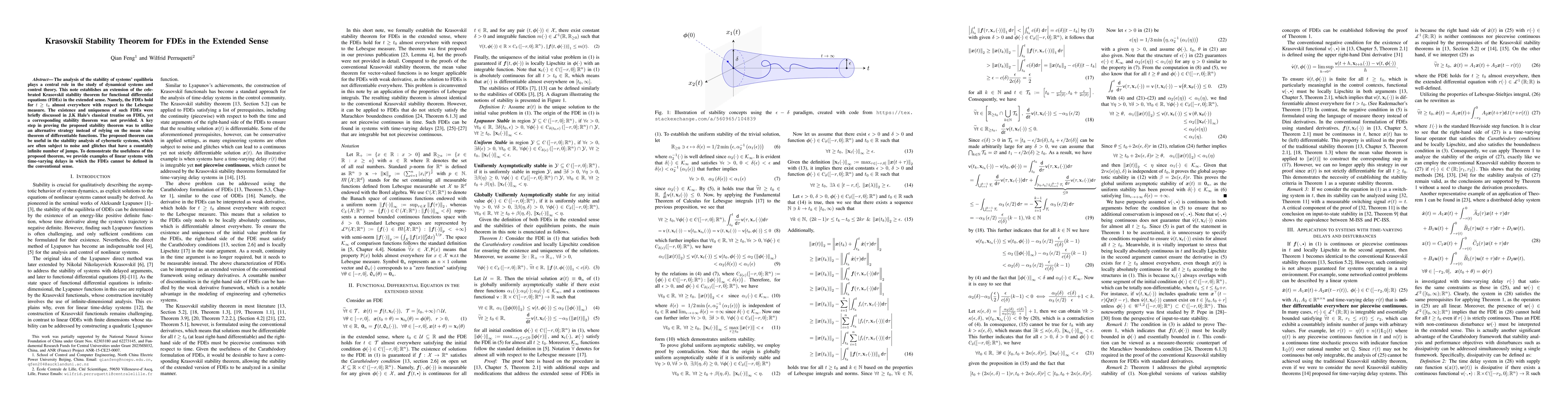 Thumbnail for Krasovskiĭ Stability Theorem for FDEs in the Extended Sense